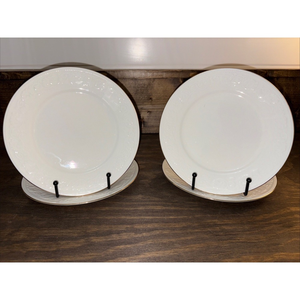 4 Farberware "Calais" 7.5" Salad Plates #4173 Pattern w/ 22k Gold Edging